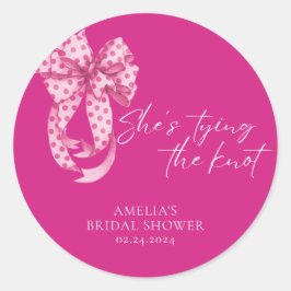 Adesivo Redondo Arco Rosa Choque Ela Está Casando Chá de Noiva 