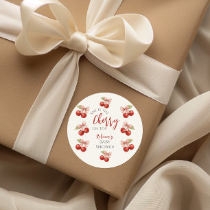 Adesivo Redondo Arco rosa-coquetel - Cereja vermelha no Chá de fra