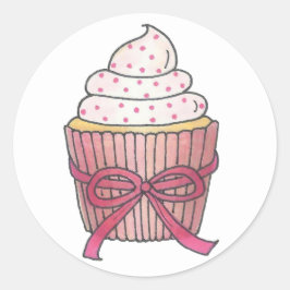 Adesivo Redondo Arco rosa Cupcake borra Chá de panela bebê