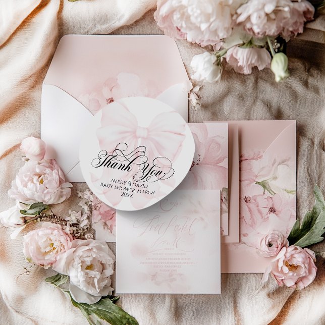 Adesivo Redondo Arco rosa  moderno Chá de fraldas feminino elegant (Criador carregado)