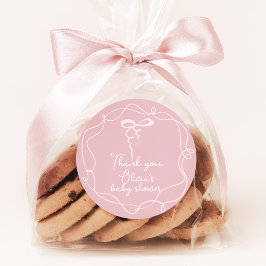 Adesivo Redondo Arco rosa moldura ondulada chuveiro de menina eleg