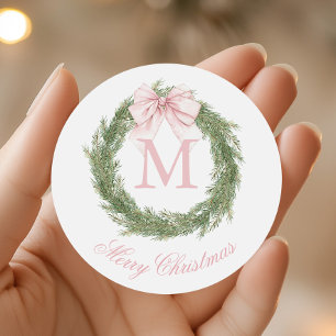 Adesivo Redondo Arco Rosa Monograma Monograma Fora de Natal