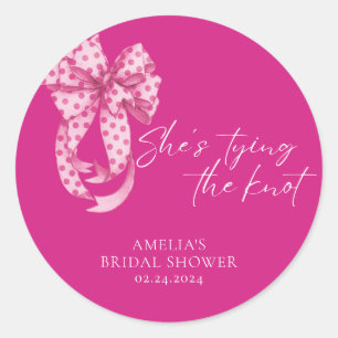 Adesivo Redondo Arco Rosa Quente Ela Está Se Casando Chá de Noiva 