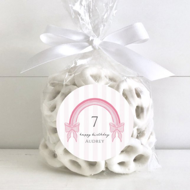 Adesivo Redondo Arco rosa rico Arco-íris Coqueta Aniversário (Criador carregado)