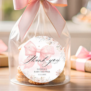 Adesivo Redondo Arco Rosa Winter Girl Chá de fraldas Obrigado