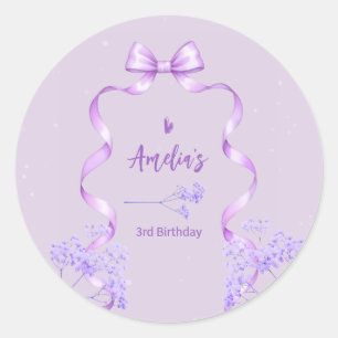 Adesivo Redondo Arco Roxo de Aniversário Qualquer Idade