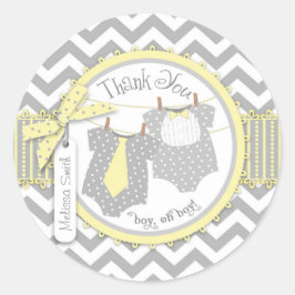 Adesivo Redondo Arco Tie Chevron Impressão Twin Boys Obrigado Rótu