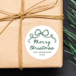 Adesivo Redondo Arco Verde Caprichoso Desenhado à Mão Feliz Natal