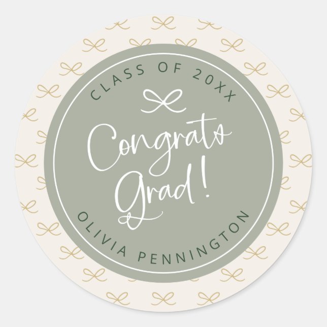 Adesivo Redondo Arco verde-sage personalizado feminino (Frente)