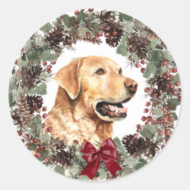 Adesivo Redondo Arco Vermelho Amarelo Pinecone Wreath Natal