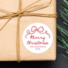 Adesivo Redondo Arco Vermelho Caprichoso Desenhado à Mão Feliz Nat