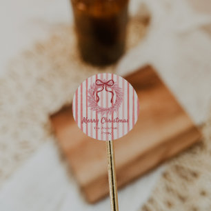 Adesivo Redondo Arco Vermelho Cor-de-rosa-retrógrado Frio de Natal