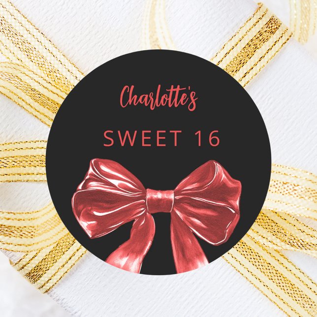 Adesivo Redondo Arco vermelho preto Doce 16 (Criador carregado)