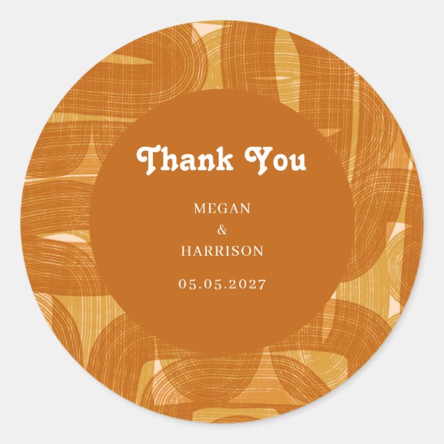 Adesivo Redondo Arcos e Dobradiças Retro e Linhas Amarelo Clássico (Frente)