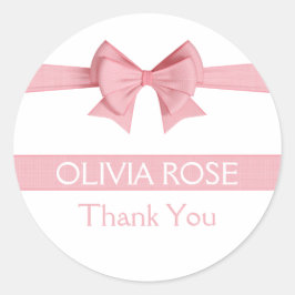 Adesivo Redondo Arcos Linen Rosa Friso Chá de fraldas Obrigado