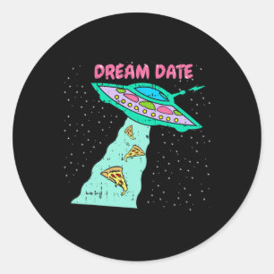 Adesivo Redondo Área-51 Alienígena Pizza Espacial na Área-51 Data 