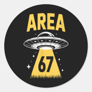 Adesivo Redondo Área 67 Tema Espaçonave Ovni Engraçado 6 7 Alien