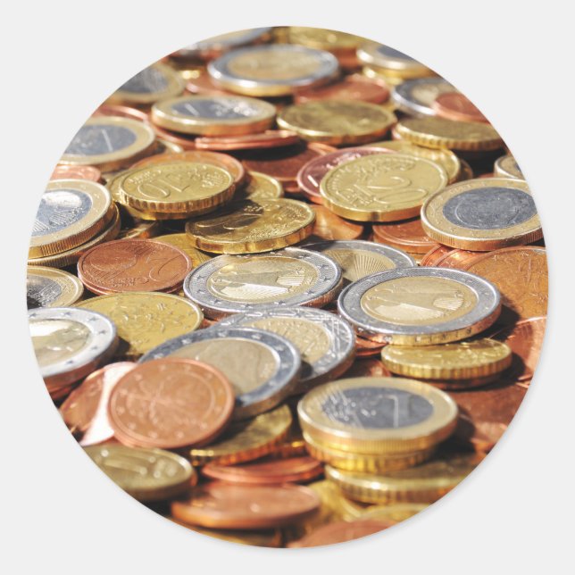 Adesivo Redondo Área de moedas de euro (Frente)
