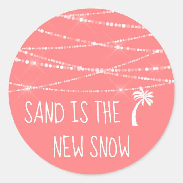 Adesivo Redondo Areia é a nova árvore tropical de palma da neve |  (Frente)