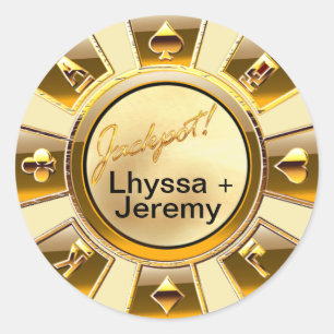 Adesivo Redondo Areia/ouro da microplaqueta do casino do jackpot