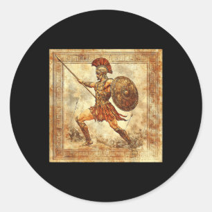 Adesivo Redondo Ares Gregos Guerreiro Deus Antiguidade Mitologia G