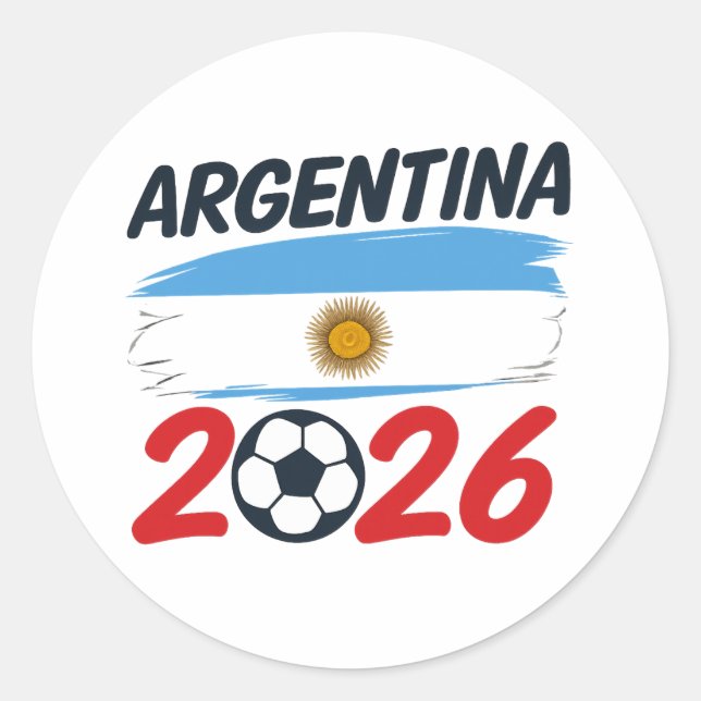 Adesivo Redondo Argentina 2026 Soccer Fan Design Flag Colors (Frente)