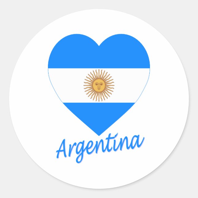 Adesivo Redondo Argentina Flag Heart (Frente)