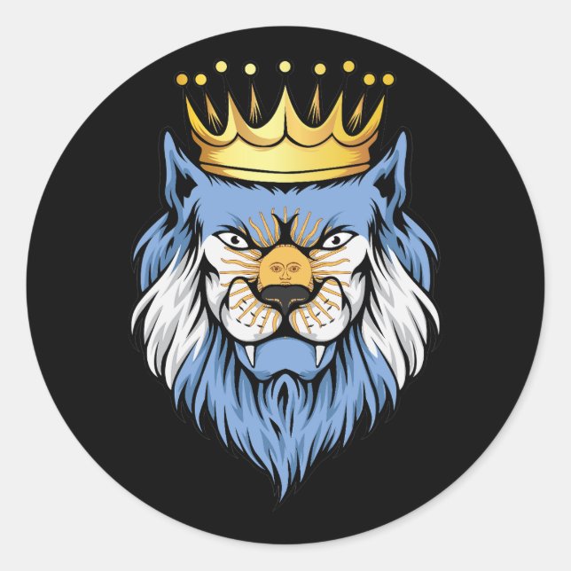 Adesivo Redondo Argentina Lion King Flag (Frente)