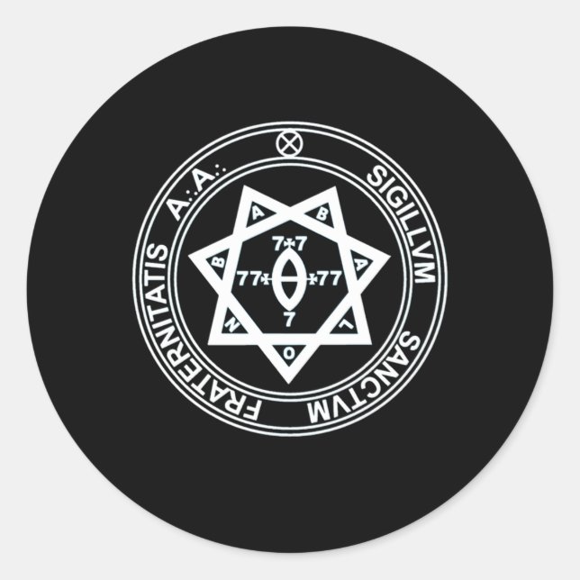 Adesivo Redondo Argentum Astrum Seal Aa Thelema Magick Occult Will (Frente)