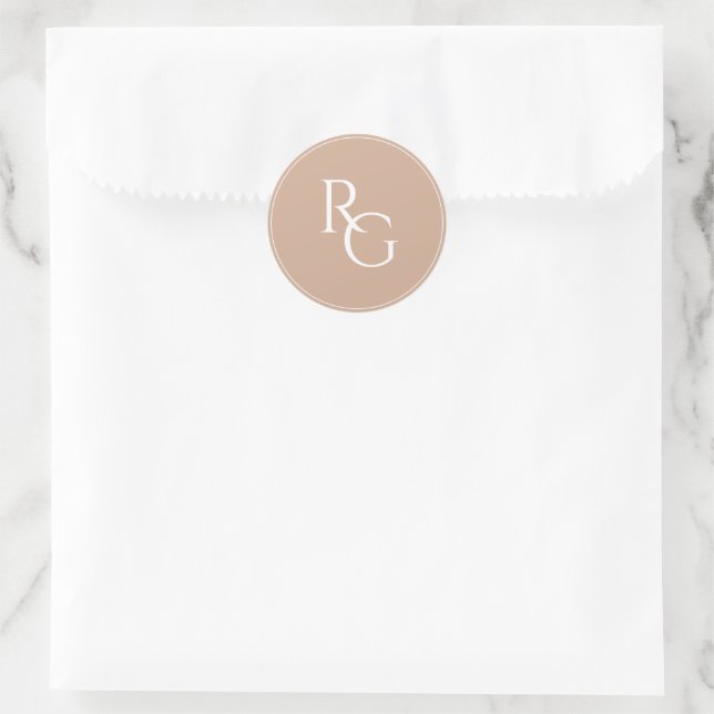Adesivo Redondo Argila | Iniciais Chic Simples  (Bolsa)