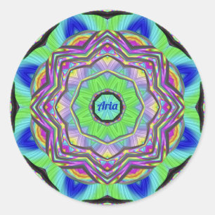 Adesivo Redondo ARIA WOW! Azul Lilado Verde bonito - Rosa ~