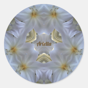 ADESIVO REDONDO ARIELLA ~ PÁSCOA LILY BRANCO RELIGIOSO ~