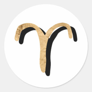 Adesivo Redondo Aries astrologia símbolo zodiaco preto