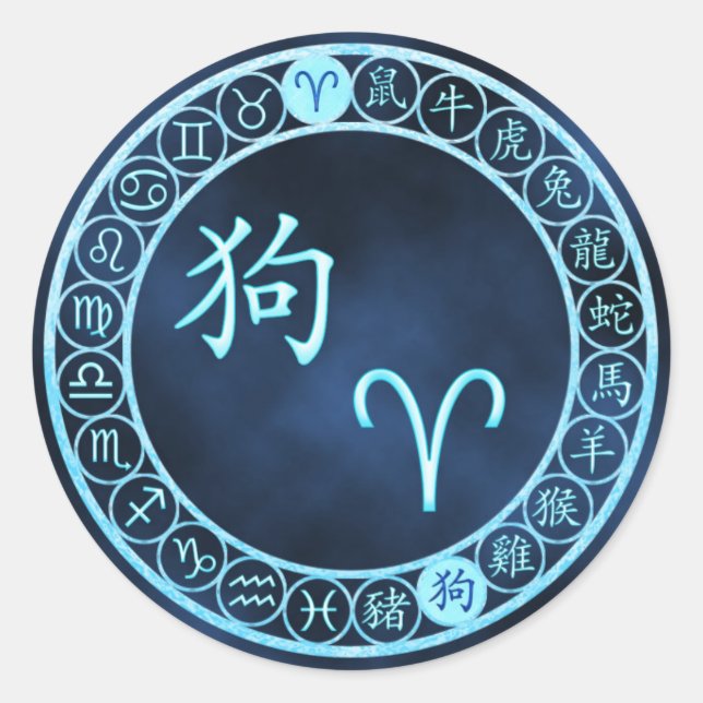 Adesivo Redondo Aries/Cão (Frente)