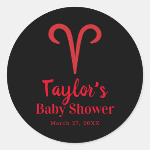 Adesivo Redondo ÁRIES Carneiro Vermelho Astrologia Signo Zodíaco C