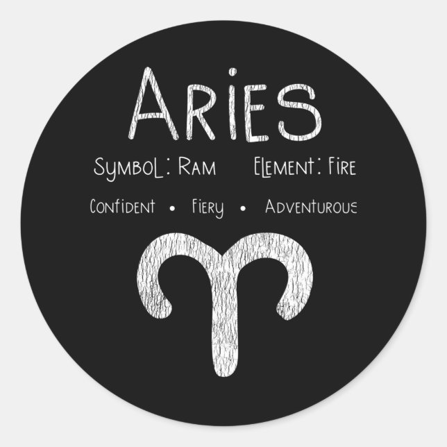 Adesivo Redondo Aries Horoscope Astrology - Sinal de Estrela - Pre (Frente)