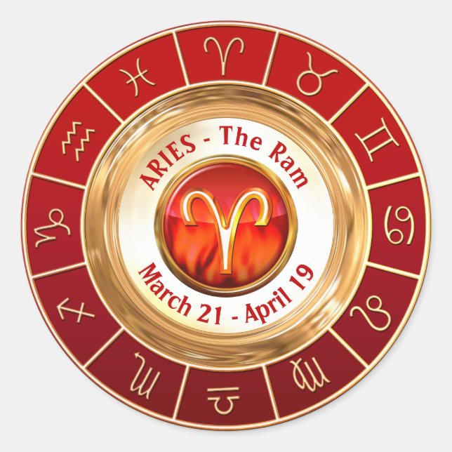 Adesivo Redondo ARIES - O Ram Astrologic Sign (Frente)