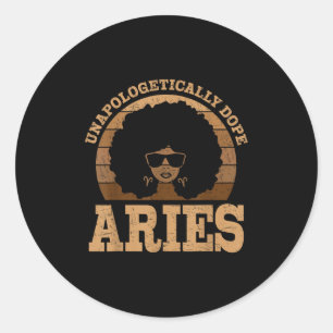 Adesivo Redondo Aries Queen Afro Hair Black Woman Sinal Zodiboso
