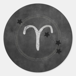 Adesivo Redondo Aries Ram zodidioconstelações estrelas prateadas p