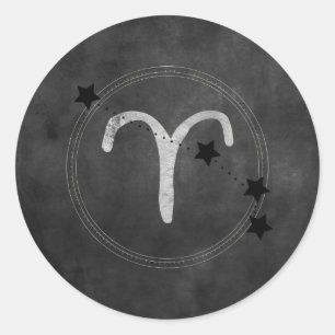 Adesivo Redondo Aries Ram zodidioconstelações estrelas prateadas p