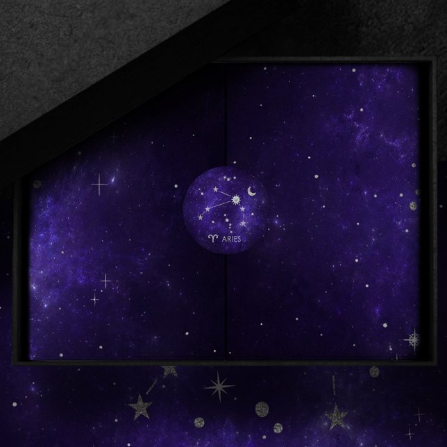 Adesivo Redondo Áries roxas | Astrologia Cósmica Horoscópio (Criador carregado)