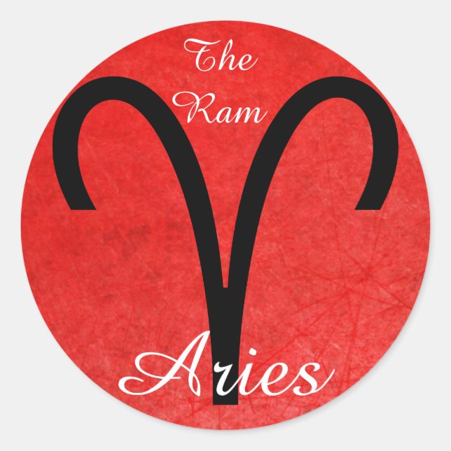 Adesivo Redondo Aries The Ram Zodiac Horoscope Astrology Sticker (Frente)