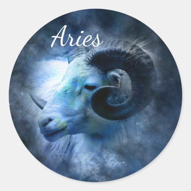 Adesivo Redondo Aries The Ram Zodiac Horoscope Astrology Sticker (Frente)
