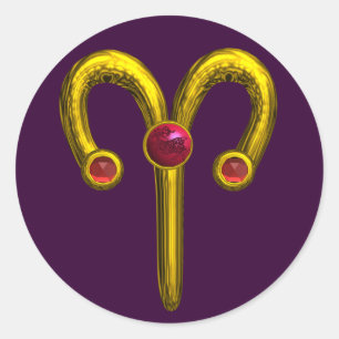 ADESIVO REDONDO ARIES ZODIAC BIRTHDAEL JEWEL
