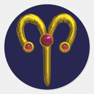 ADESIVO REDONDO ARIES ZODIAC BIRTHDAEL JEWEL