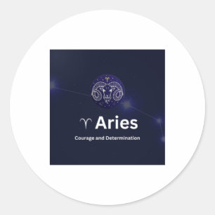 Adesivo Redondo Aries Zodiac Sinal Sticker