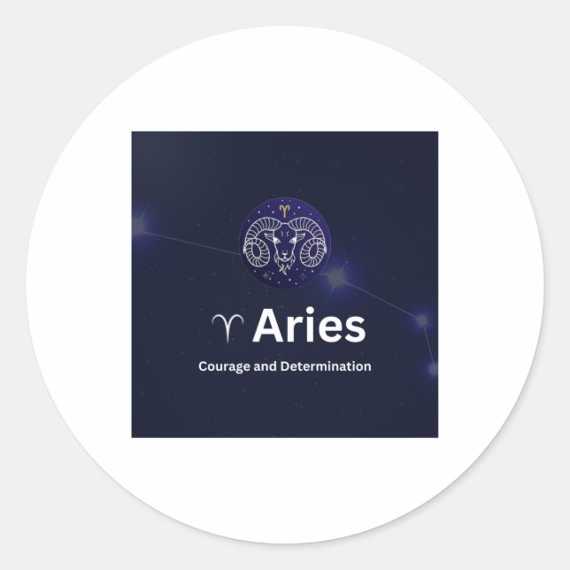Adesivo Redondo Aries Zodiac Sinal Sticker (Frente)