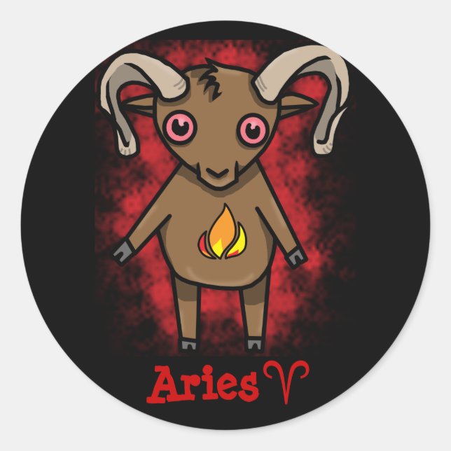 Adesivo Redondo Aries Zodiac Sticker! (Frente)
