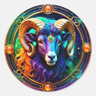 Adesivo Redondo Aries Zodiac Stickers, Celestial Zodiac