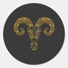 Adesivo Redondo Aries Zodiac - Tribal Dourado